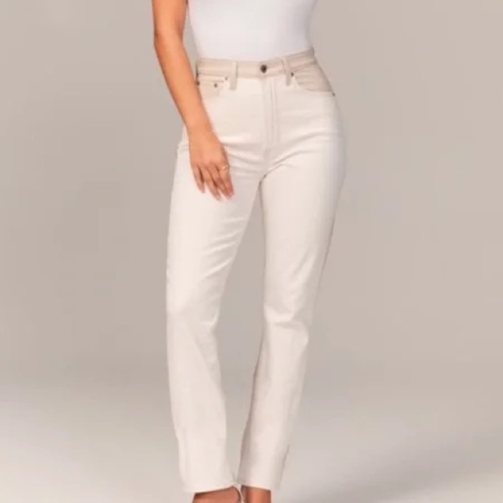 Abercrombie & Fitch faux leather top High Rise Cream 90s ultra highrise Jean 27